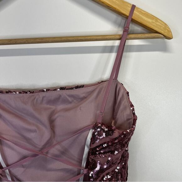 B. Darlin Pattern Sequin Tie Back Bodycon dress pink - 17/18 - Picture 9 of 11